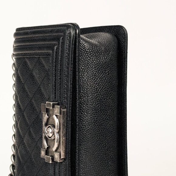 Chanel Small Boy Black Caviar Quilted Shoulder Bag - Picture 5 of 12